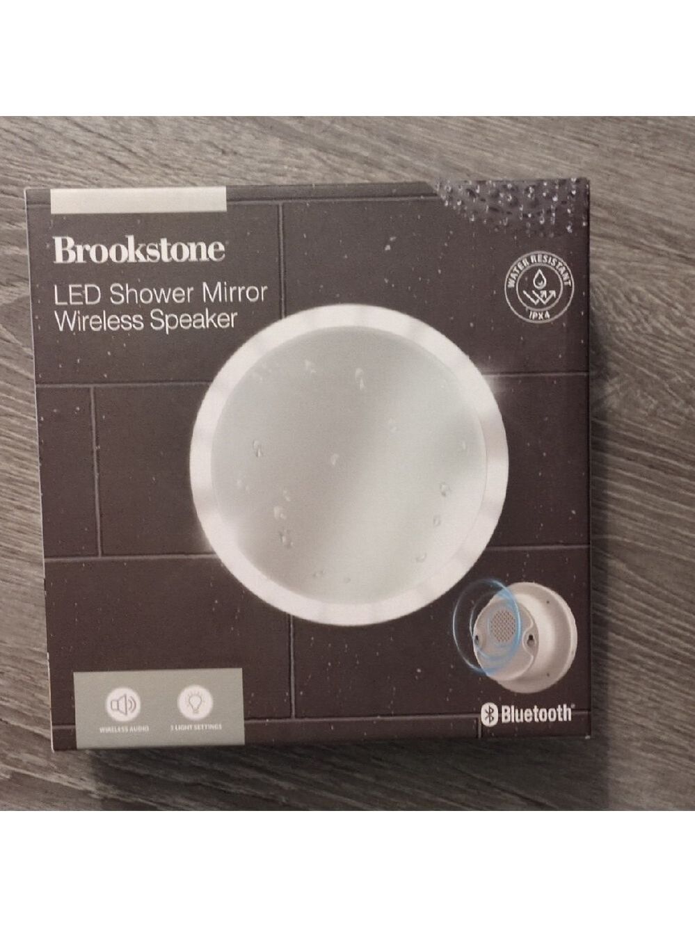 Brookstone Bluetooth Led Shower Mirror Wireless Speaker